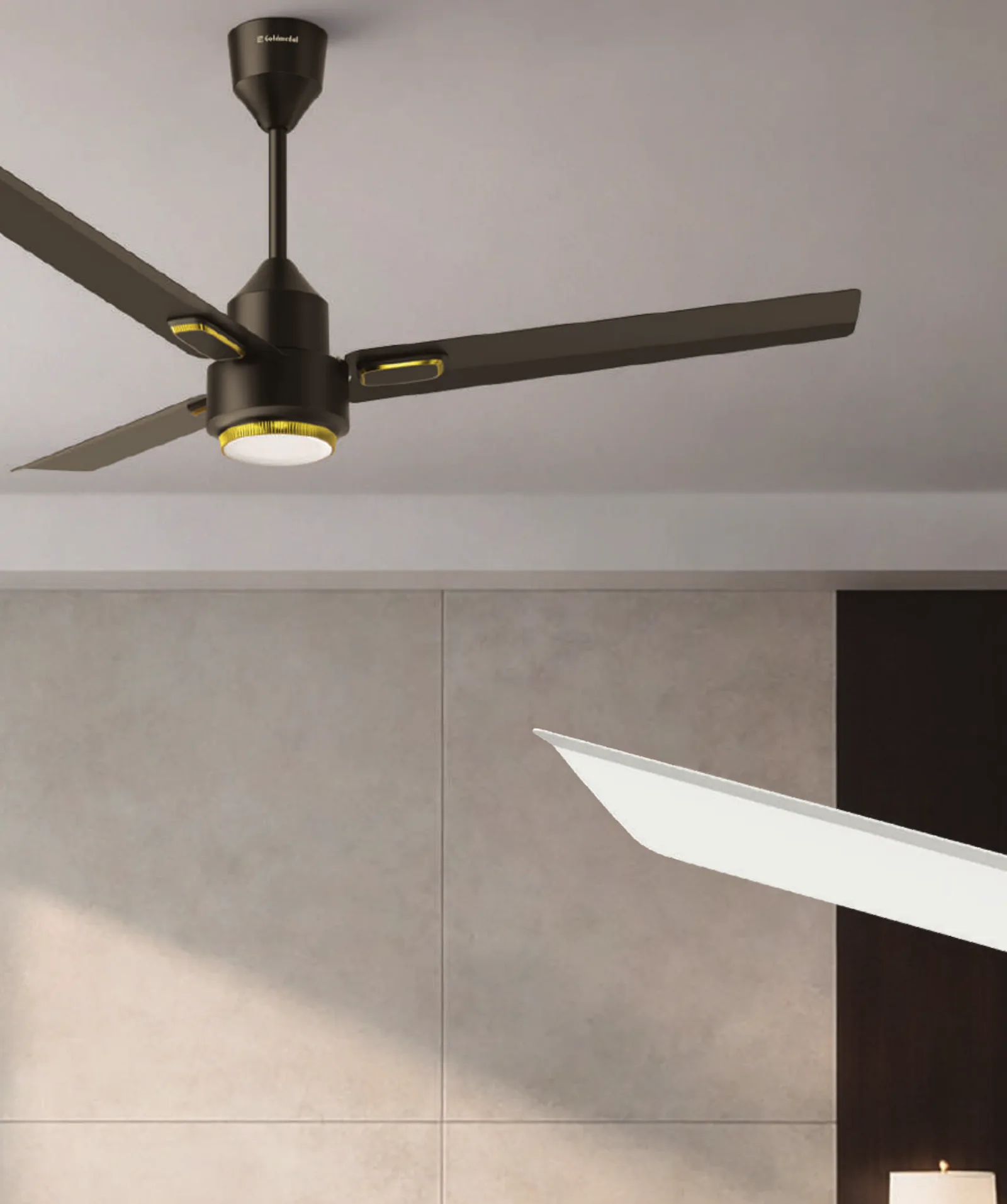 A Goldmedal BLDC ceiling fan in a contemporary interior
