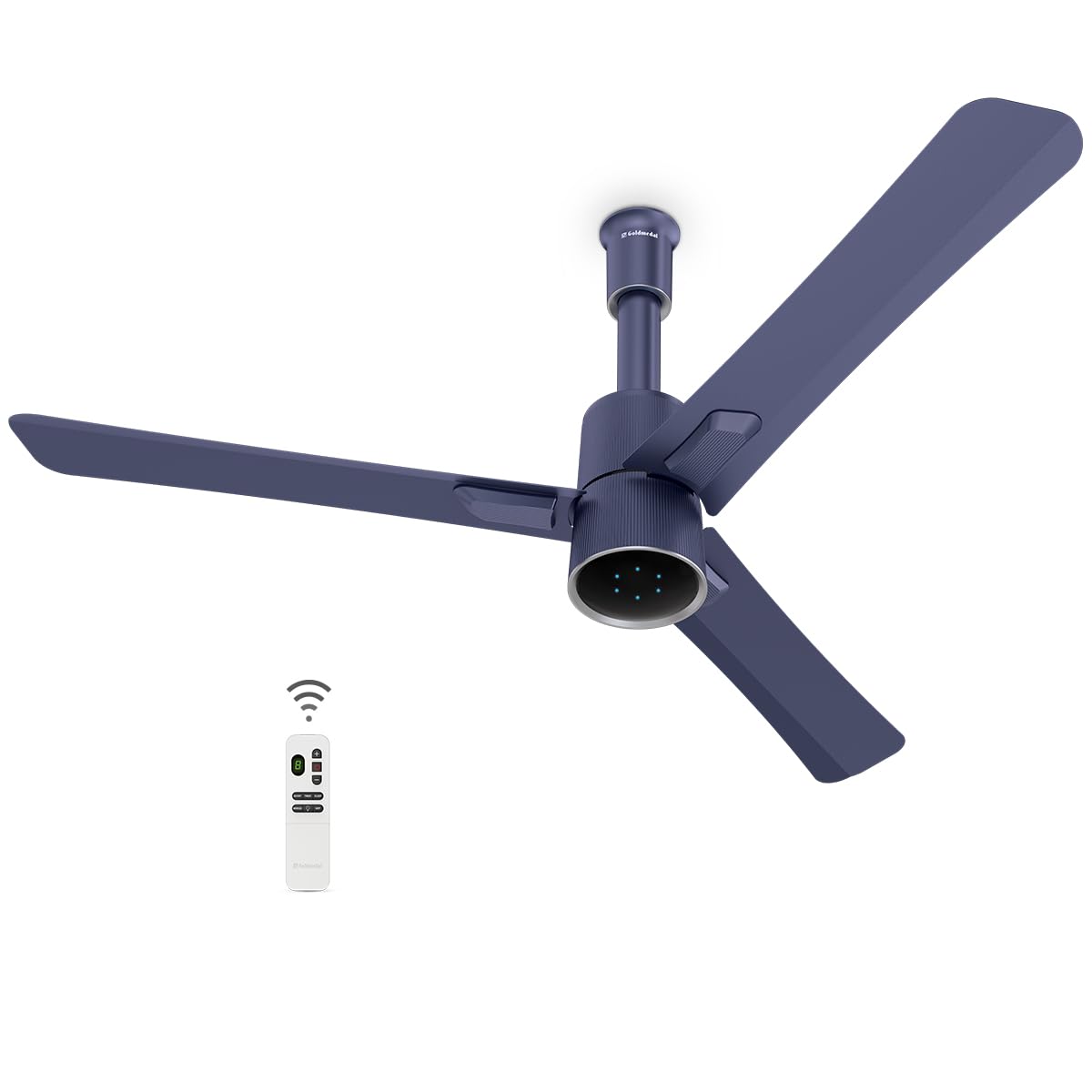 Hush Flo BLDC ceiling fan in navy blue finish with remote